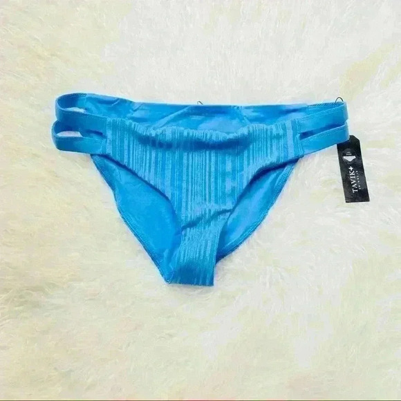 Chloe Sea Blue Slinky Rib Mini Swim Bottom - Picture 4 of 7